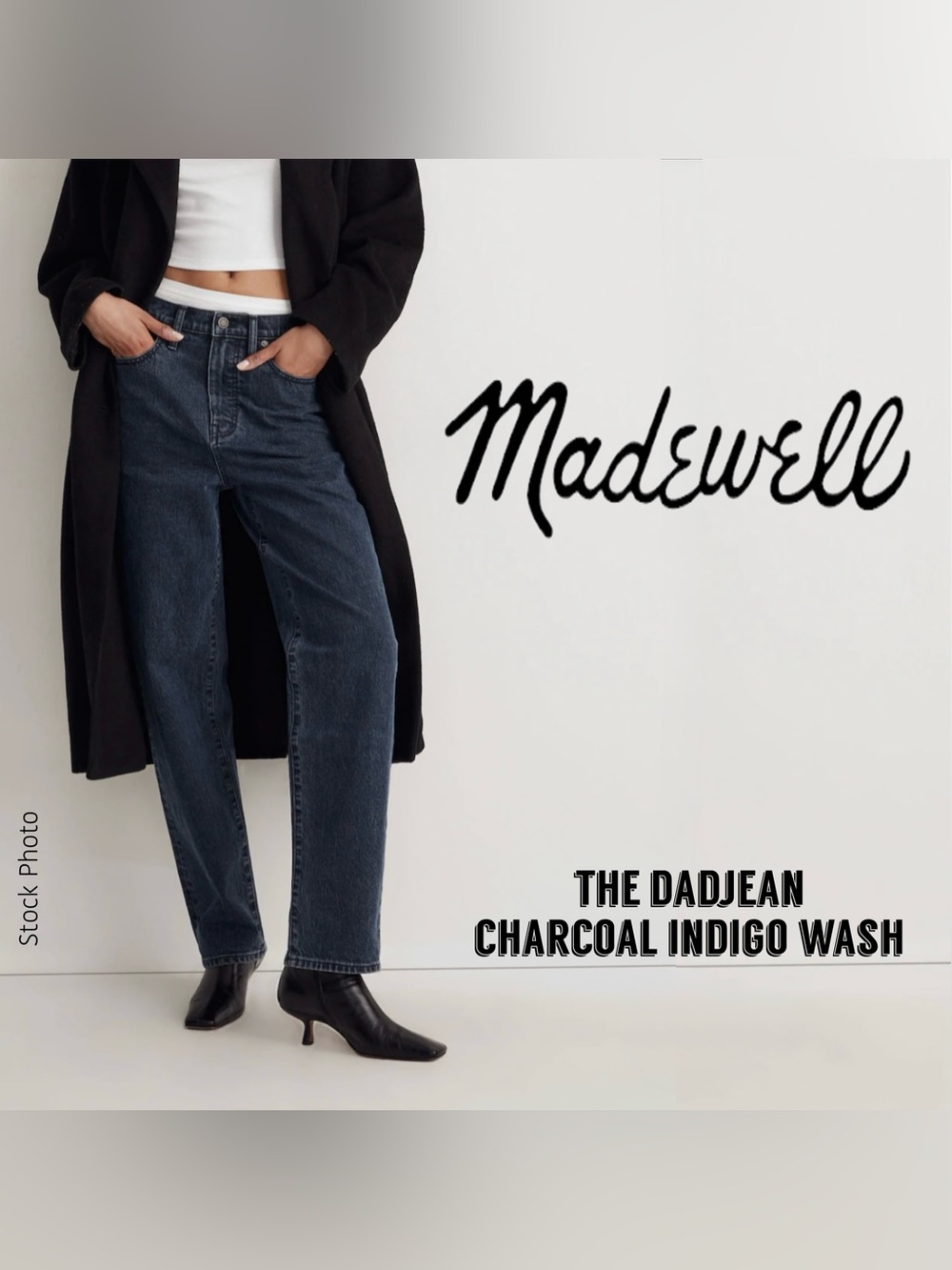 MADEWELL The Dadjean in Charcoal Indigo Wash Premium Comfort-Stretch Jeans (27) - Picture 6 of 17
